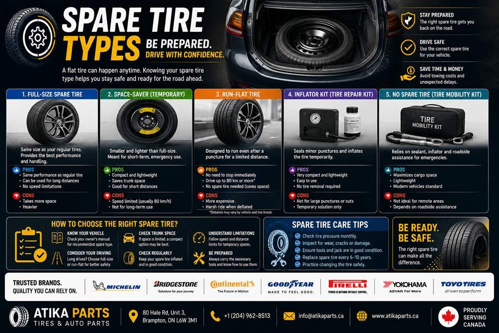 Spare Tire Types Explained: Donut, Full-Size & Kits